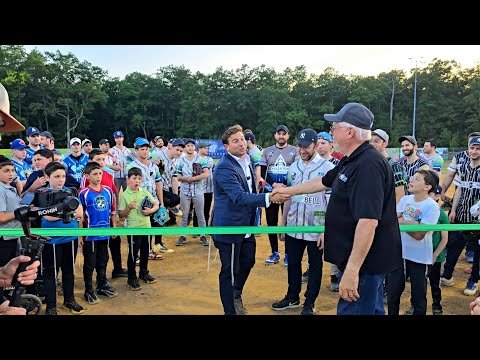 Mayor Ray Coles Throws Out the 1st Pitch at the Pease Bell Ribbon Cutting Ceremony by Lba League’s.